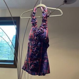 Super cute and fitted myth brand halter top with ruffles, size small.
